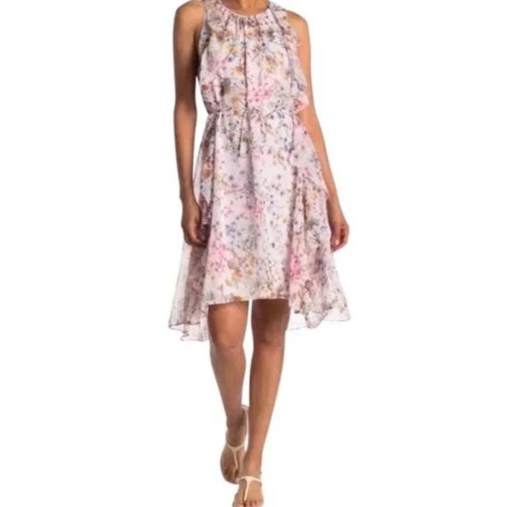 Ted Baker Jasmin Frill Pink Floral Ruffle Sleeveless Designer Dress 1 / XS